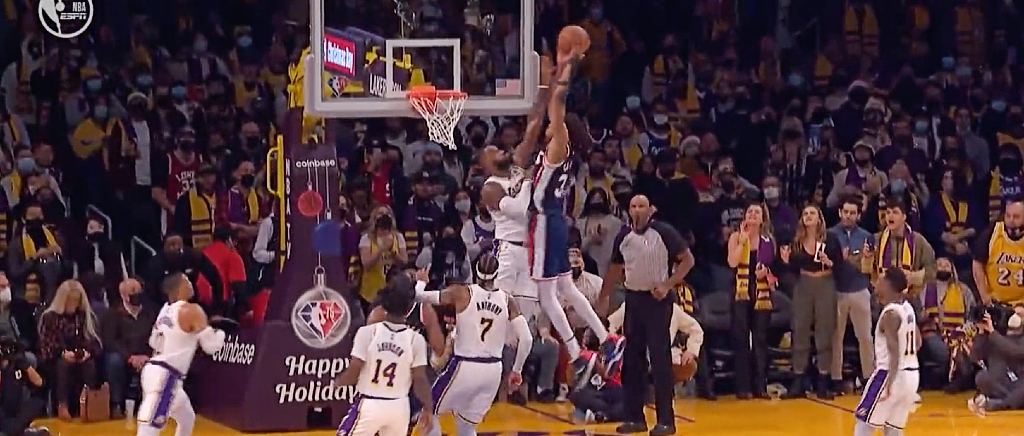 The Nets Beat The Lakers After Nic Claxton Baptized LeBron James For A Go-Ahead And-1
