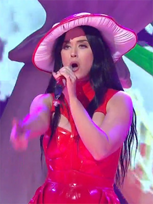 Katy Perry Rocks Tight Red Latex Bodysuit For Colorful ‘SNL’ Performance — Watch