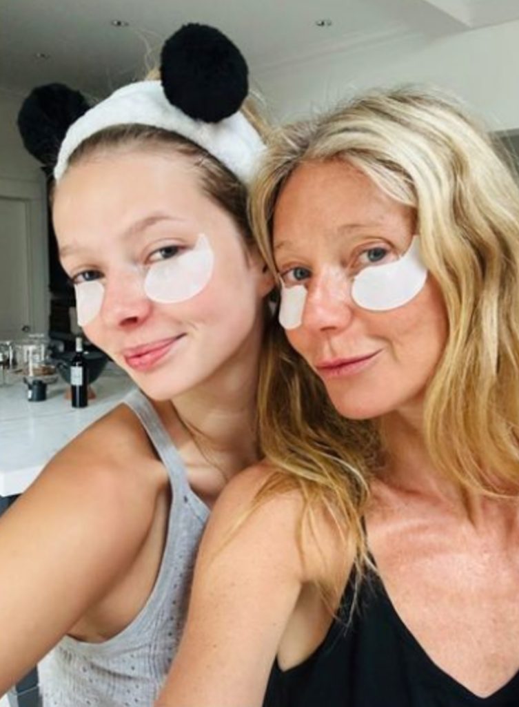 Gwyneth Paltrow and look-alike daughter Apple Martin twin in matching eye masks while cooking